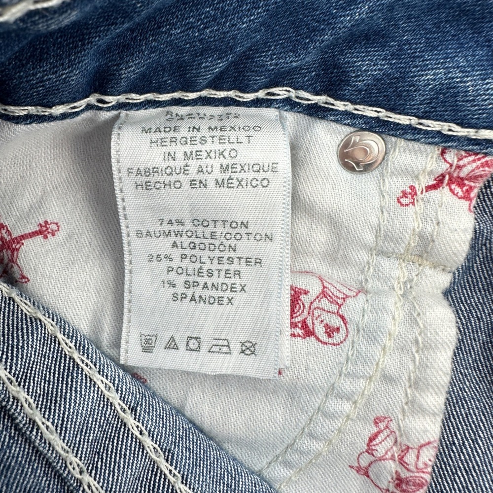 True Religion Womens Mid Cut Off‎ Denim Shorts Size 26 Frayed Hem Y2K - Picture 7 of 11